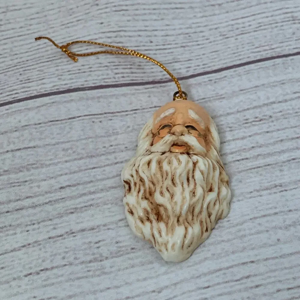 Santa Claus Face with Glasses Christmas Ornament and Magnet Plastic 2 5/8